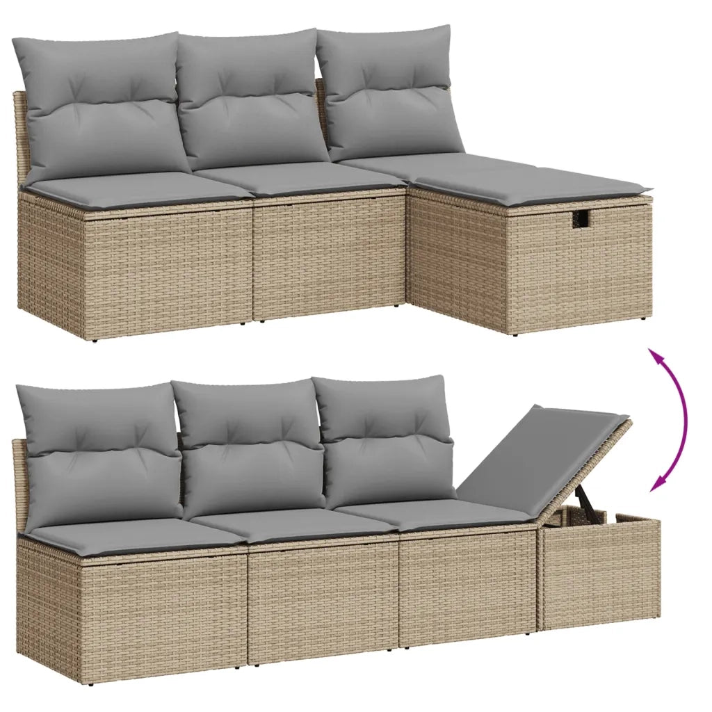 Set Divano da Giardino 7 pz con Cuscini Beige Misto Polyrattan 3265315