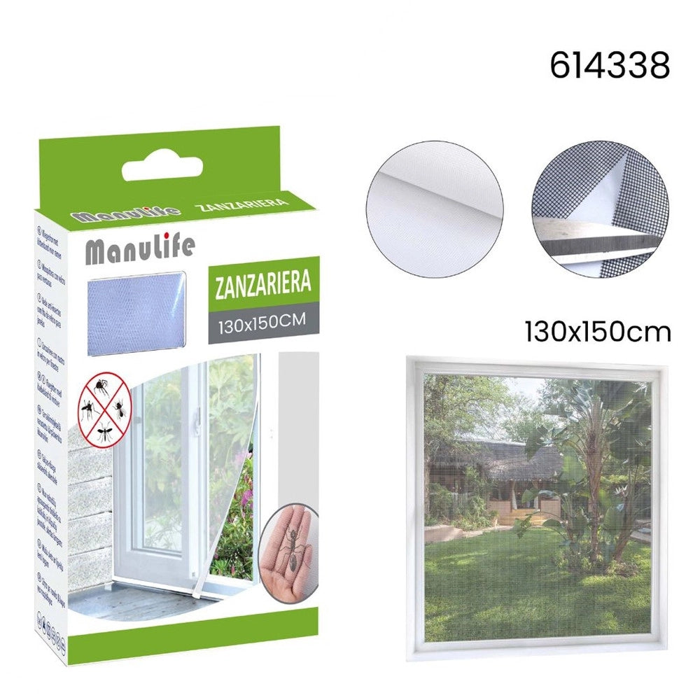 Trade Shop - Zanzariera Bianca In Poliestere Per Porta Finestra 130x150cm Anti Zanzare Casa 614338 -