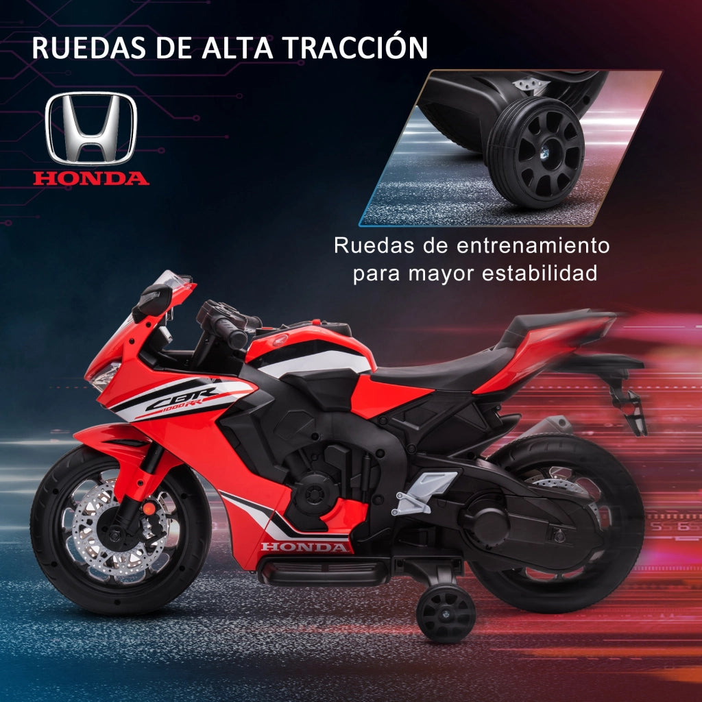 Moto Elettrica Bambini Honda 3-5 Anni ¨C Xylo ¨C Rosso con Fari Clacson Musica Ruote 90x44x52cm