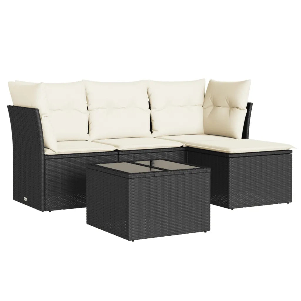 Set Divani da Giardino 5 pz con Cuscini in Polyrattan Nero 3249385