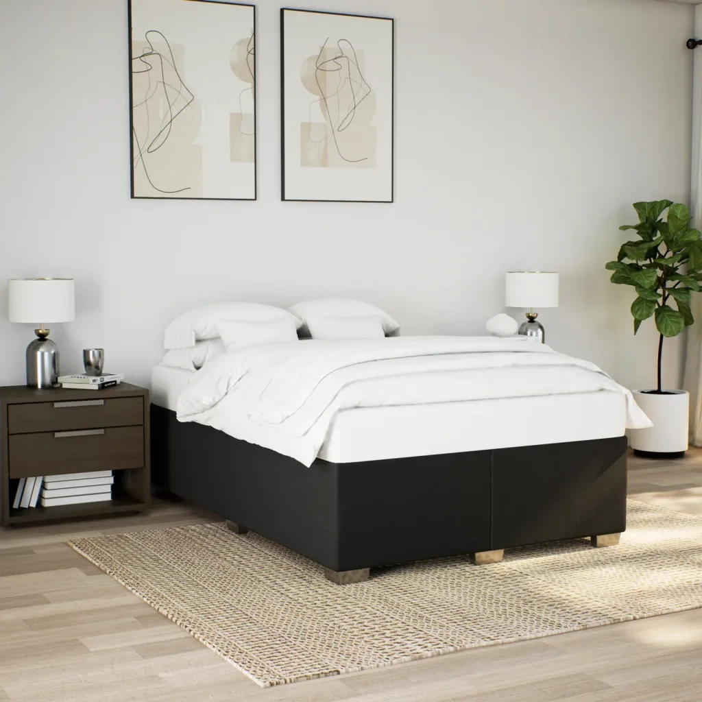 Giroletto a Molle con Materasso Nero 140x200 cm in Tessuto
