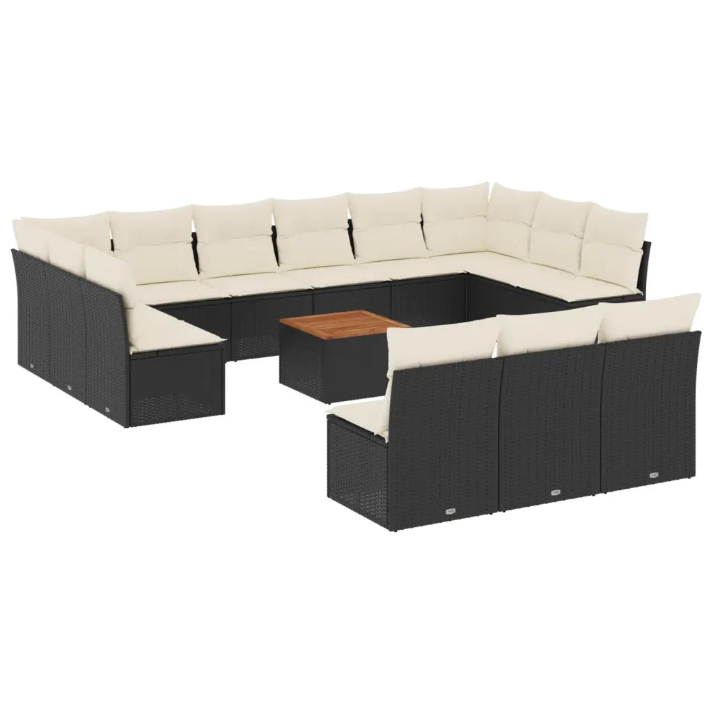 Set Divani da Giardino 14pz con Cuscini in Polyrattan Nero 3223900