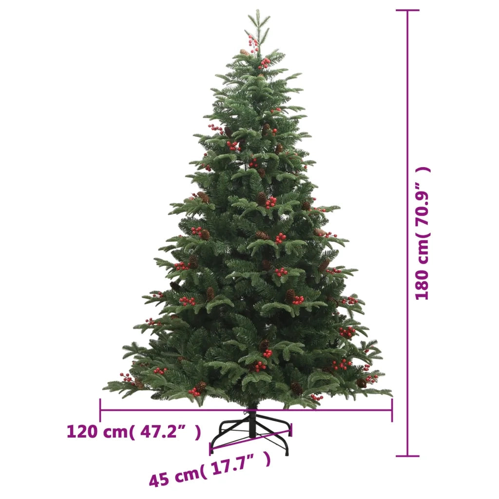 Albero Natale Artificiale Incernierato con Pigne e Bacche 180cm 358376