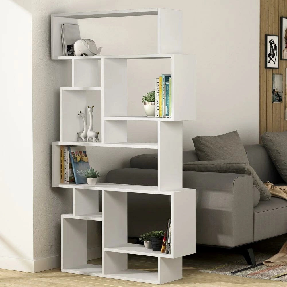 Libreria Moderna 168x96x25 cm Scaffale 8 Ripiani in MDF Bianco