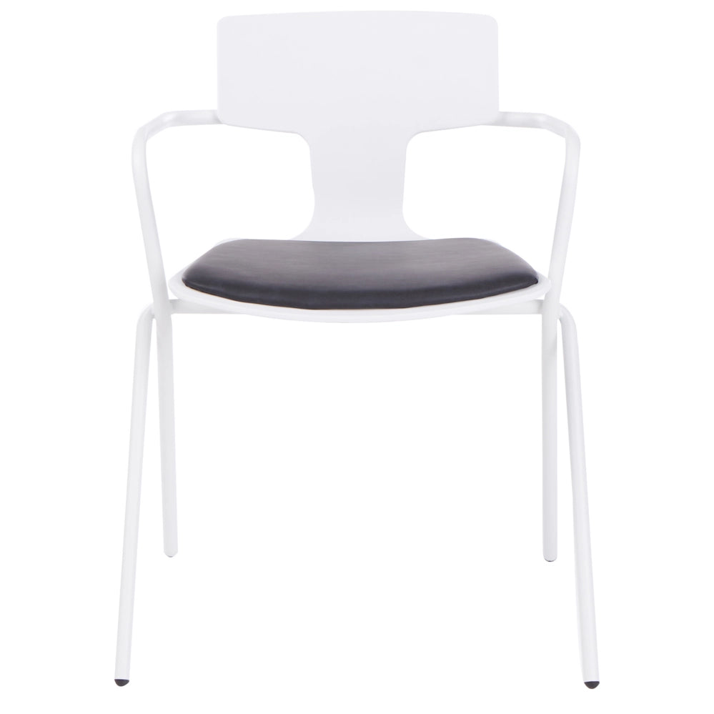 Set di 2 sedie da pranzo in plastica nera con cuscino nero stile moderno