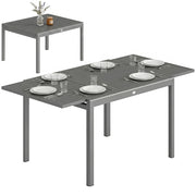 Tavolo da Giardino Allungabile per 6-8 Persone con Piano a Doghe, in Alluminio, 110-170x90x75 cm, Grigio Scuro