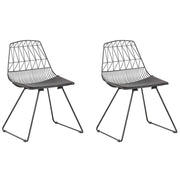 Set di 2 sedie da pranzo Struttura in metallo Nero Seduta in ecopelle Schienale geometrico Design industriale moderno