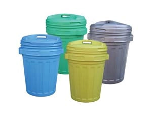 BIDONE CON COPERCHIO A VITE LT.70  lt.70 colore verde, cm.50x68h.