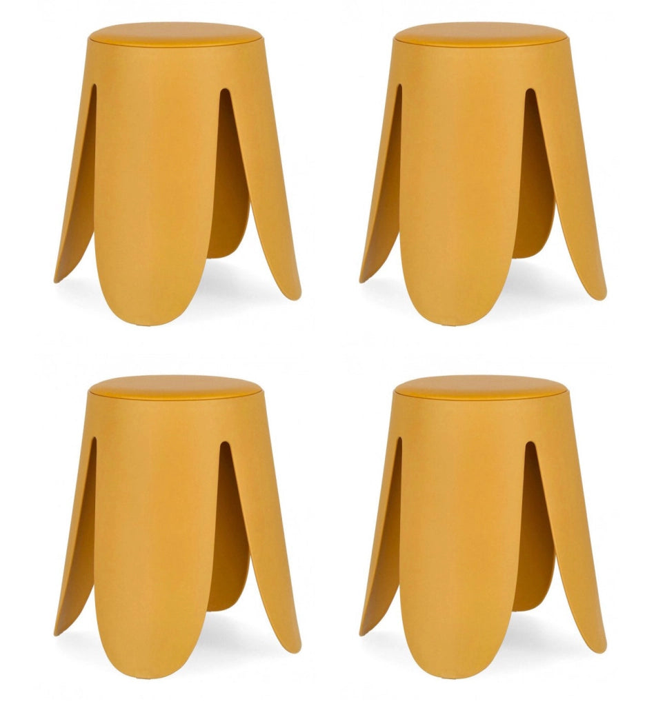Set 4 Sgabelli  Ø37x47 cm in Similpelle Imogen Senape