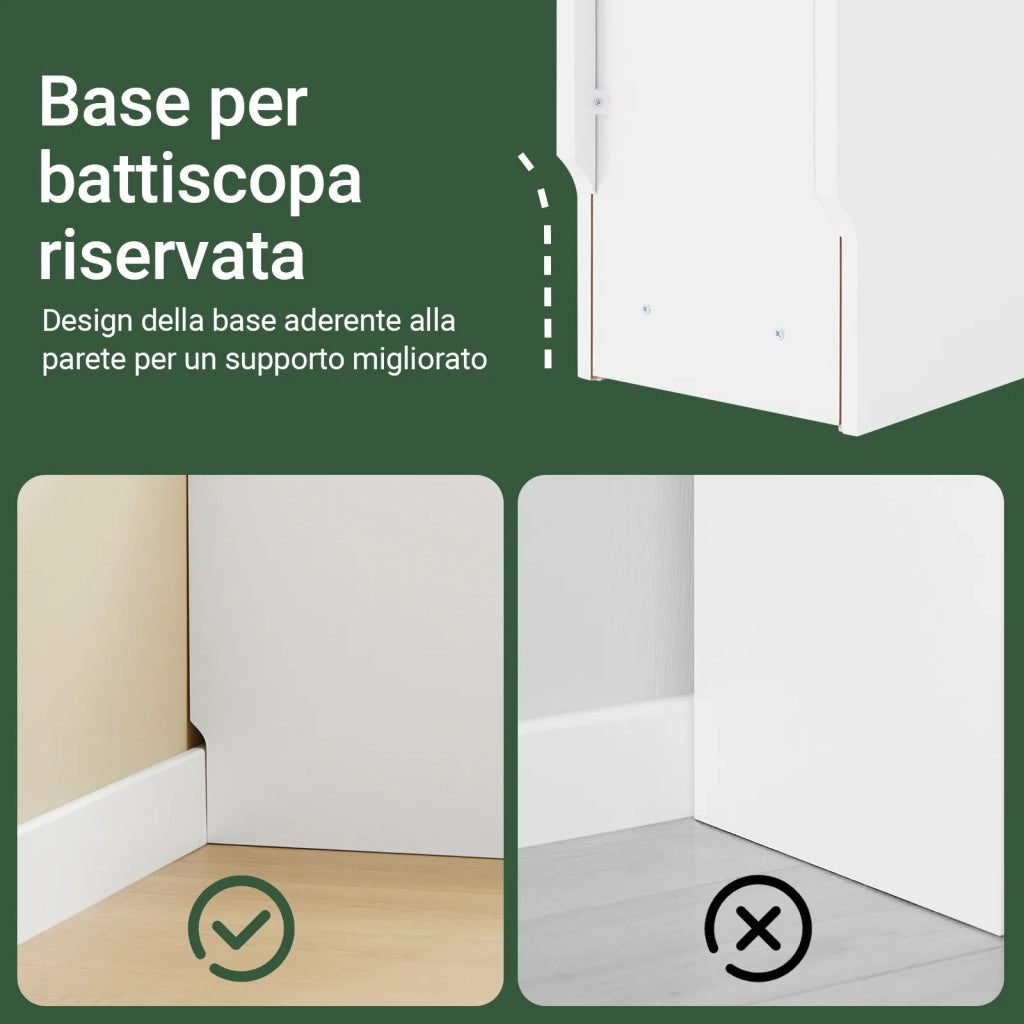 SoBuy Comodini con 3 scomparti, Tavolino Comodini Camera per Divano Salotto Sala da Pranzo Cucina, Tavolo Alto Stretto Bianco e Legno 25 x 65 x 60 cm FBT162-WN