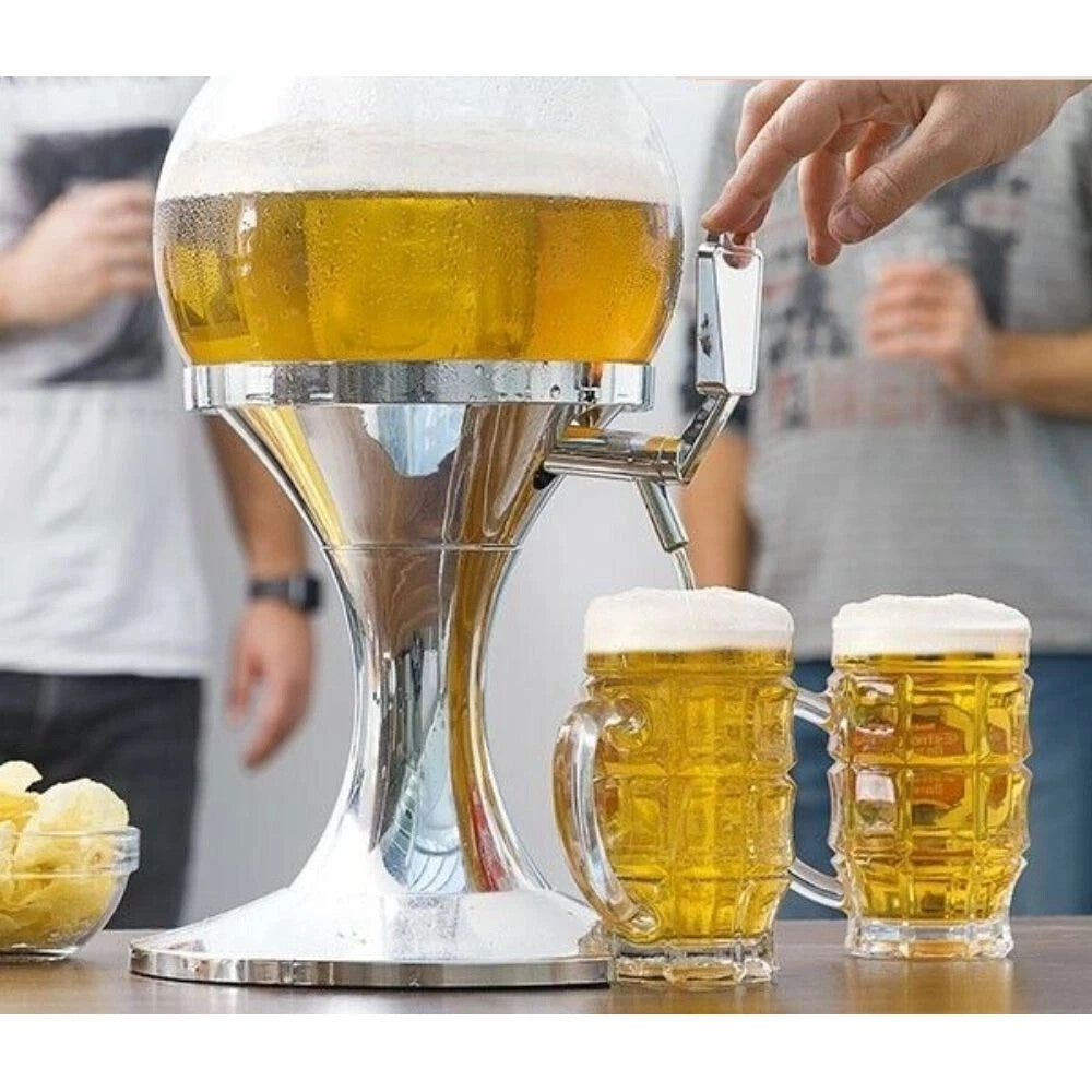 Trade Shop - Spillatore Birra Bibite Distributore Dispenser Sferico Con Scomparto Ghiaccio Da 3,5lt -