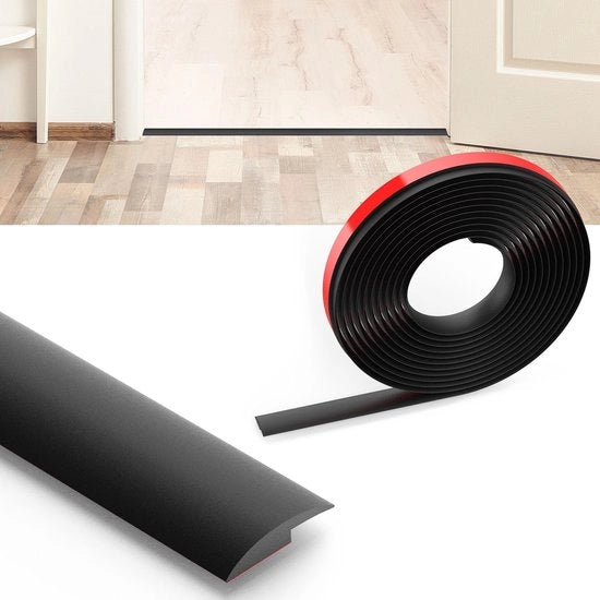 Profilo di transizione autofissante, striscia di pavimento in PVC 2m x 3cm, striscia di transizione per pavimento, rail di transizione senza foratura, listello di copertura per piastrelle, legno, laminato, regolazione di altezza 3cm (nero)