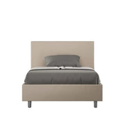 Letto una piazza e mezza con rete imbottito 120x200 similpelle tortora Adele
