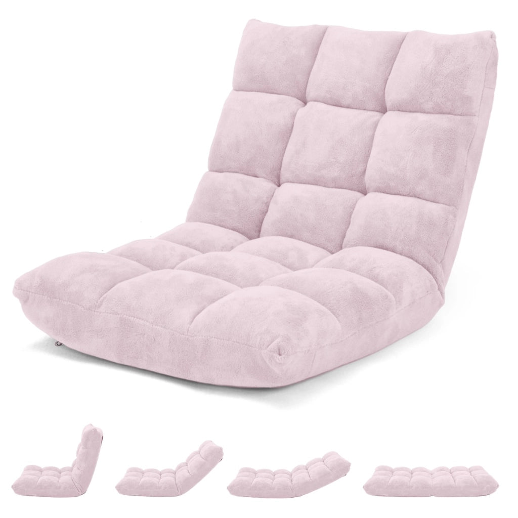 Sedia imbottita da pavimento regolabile in 14 posizioni, Poltrona da pavimento 105x56x15cm Roseo-Divani da terra