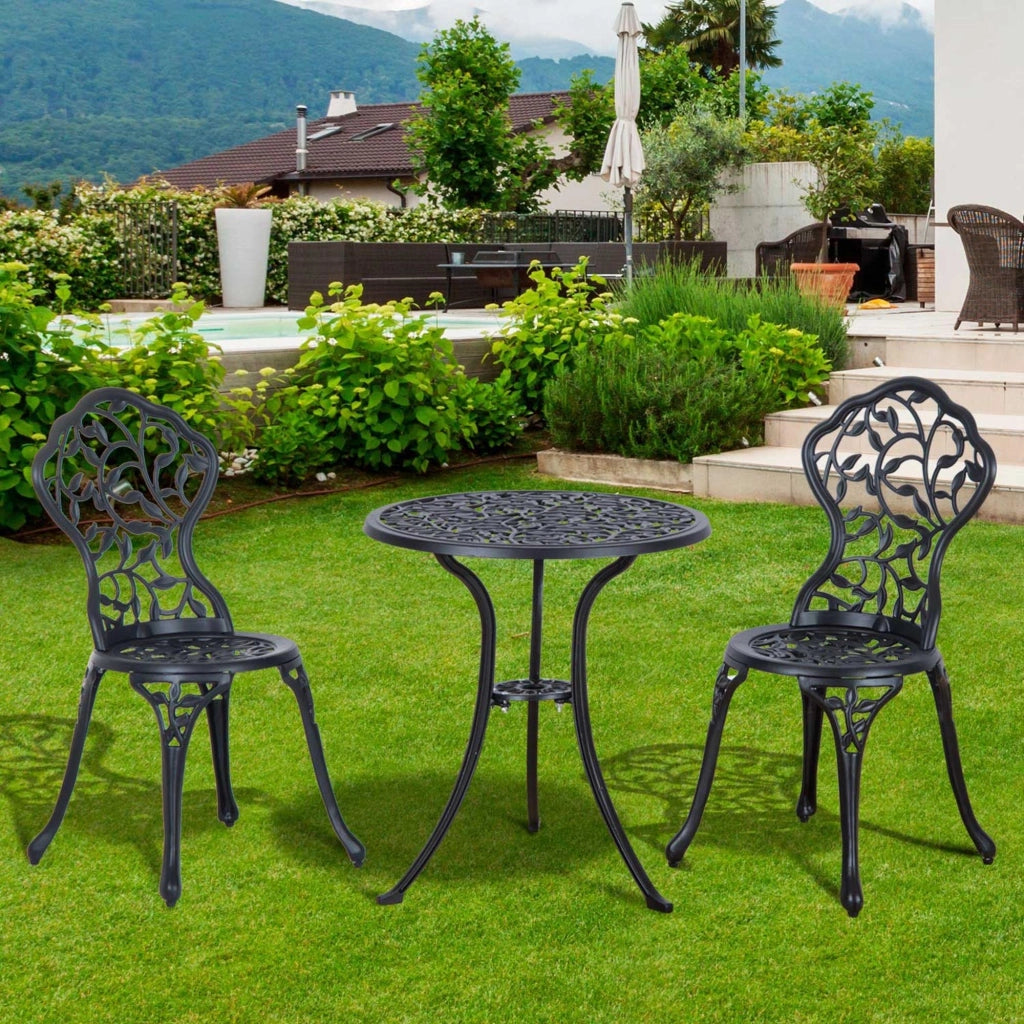 Set Giardino 3 Pezzi ¨C zephmum ¨C Sedie e Tavolo in Alluminio, Nero