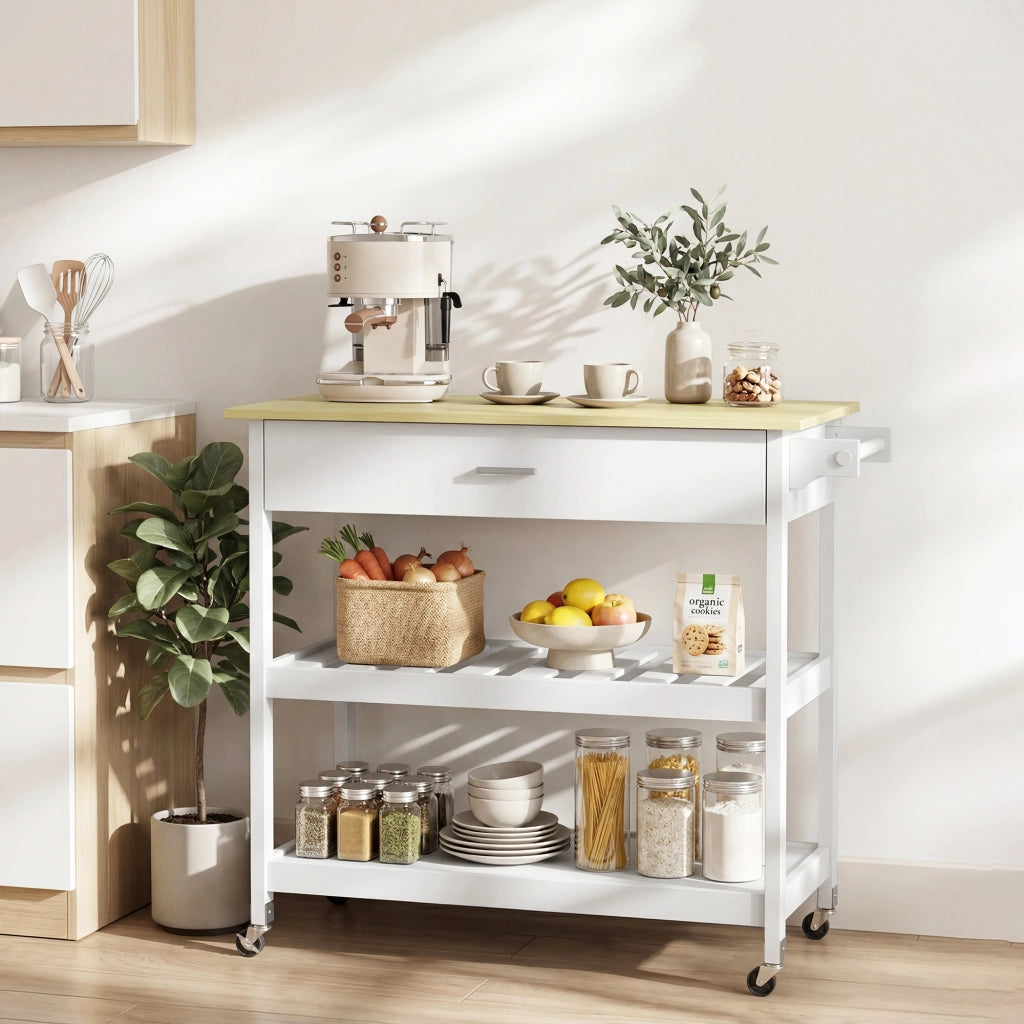 Carrello da cucina con ripiani ¨C zephmum ¨C Bianco