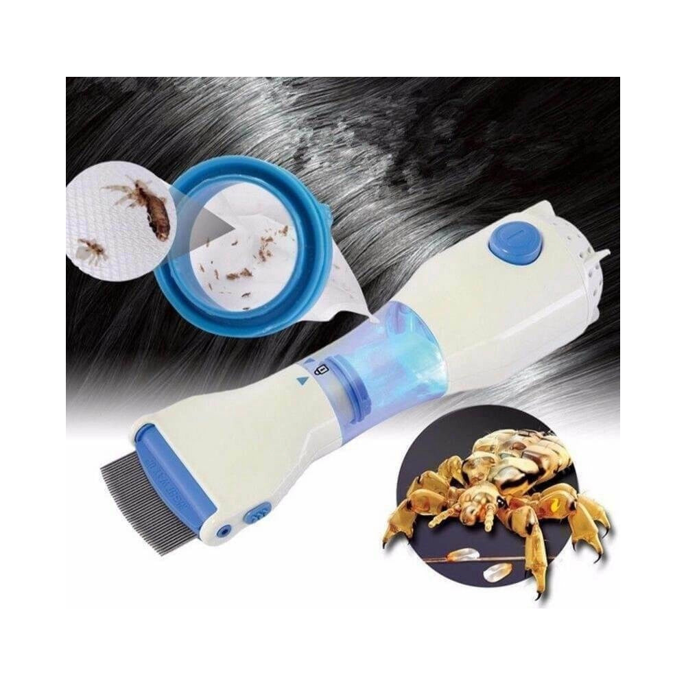 Trade Shop - Pettine Led Elettrico Aspira Elimina Pidocchi Lendini E Uova Capelli Bambini -