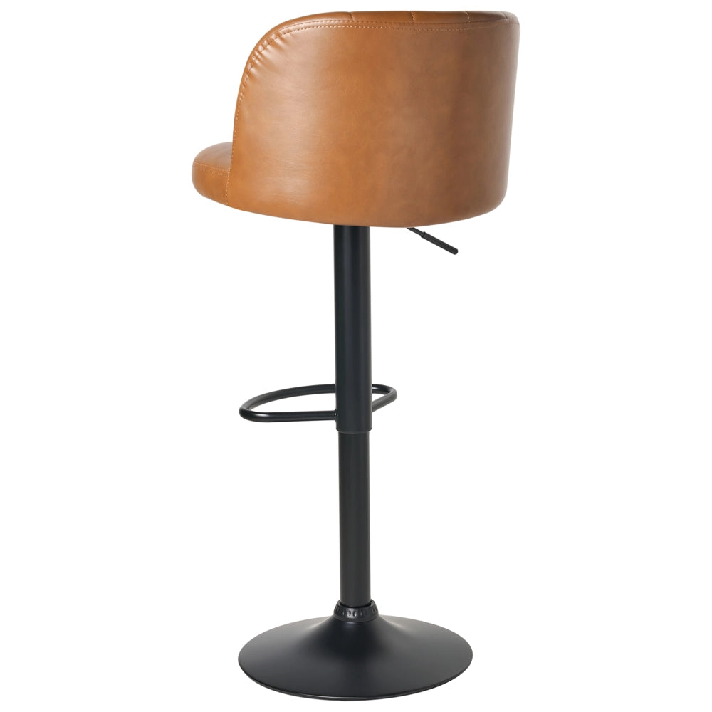 Set di 2 sgabelli girevoli regolabili in altezza con poggiapiedi rivestiti in ecopelle marrone dorato stile retrò