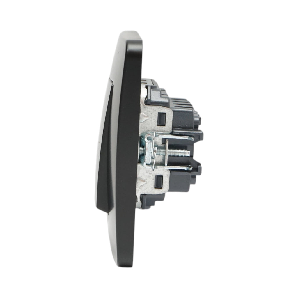 Interruttore a doppia testa, nero, da incasso, 220V, 10AX, PC 80x80mm