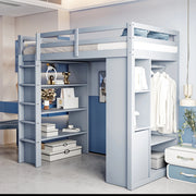 Letto a castello bambini - Xylo - 90x200 cm scaffali grigio