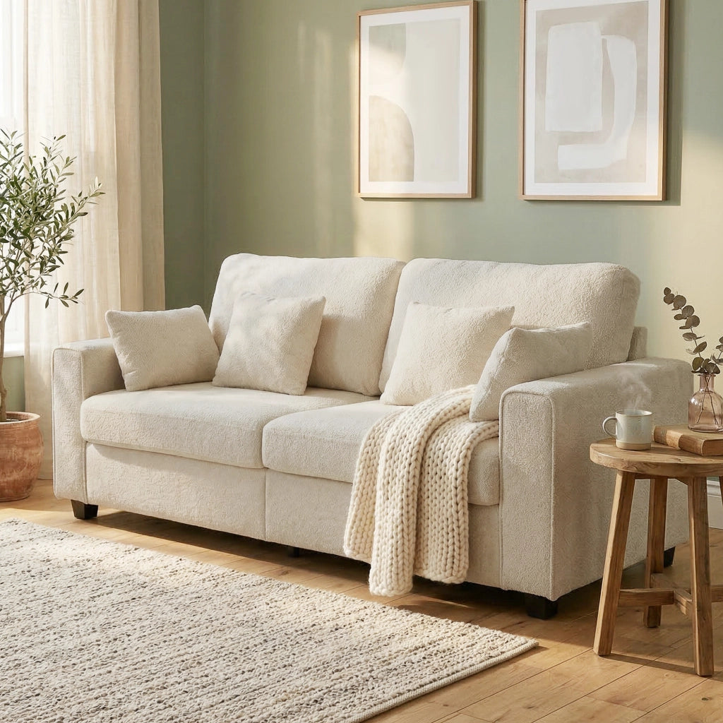 Divano 3 posti in velluto antimacchia ¨C Minimal ¨C beige