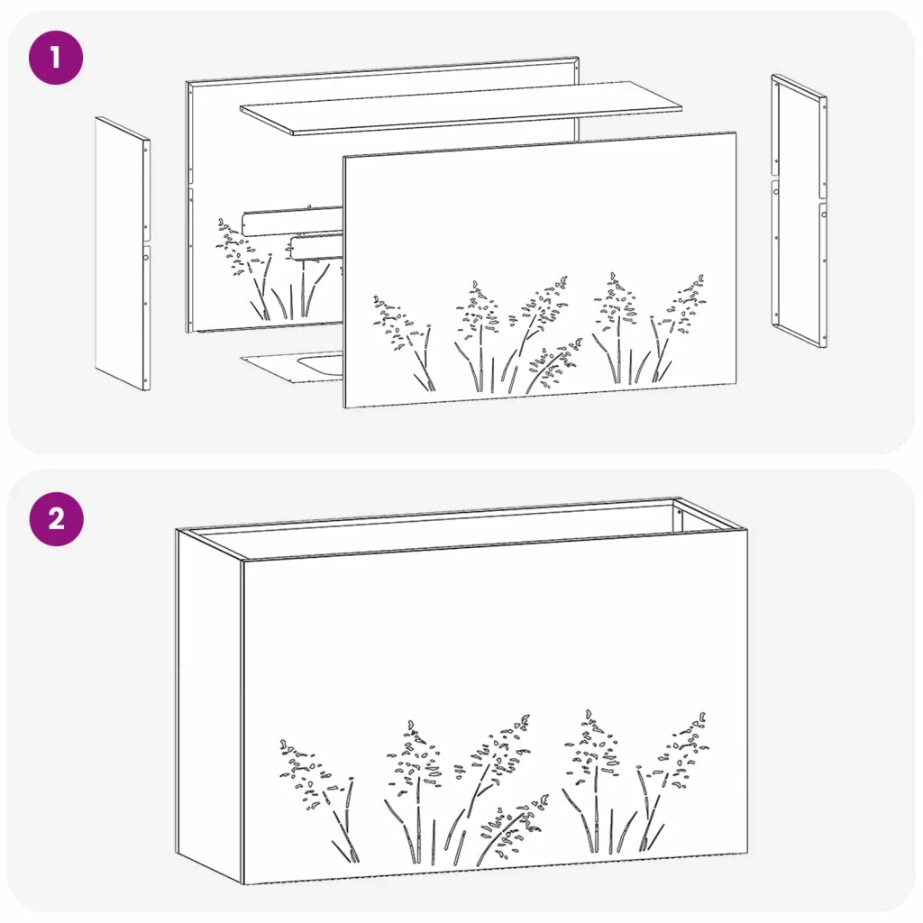 Vaso da giardino 2 pz Nero 80 x 20 x 49 cm 8005821