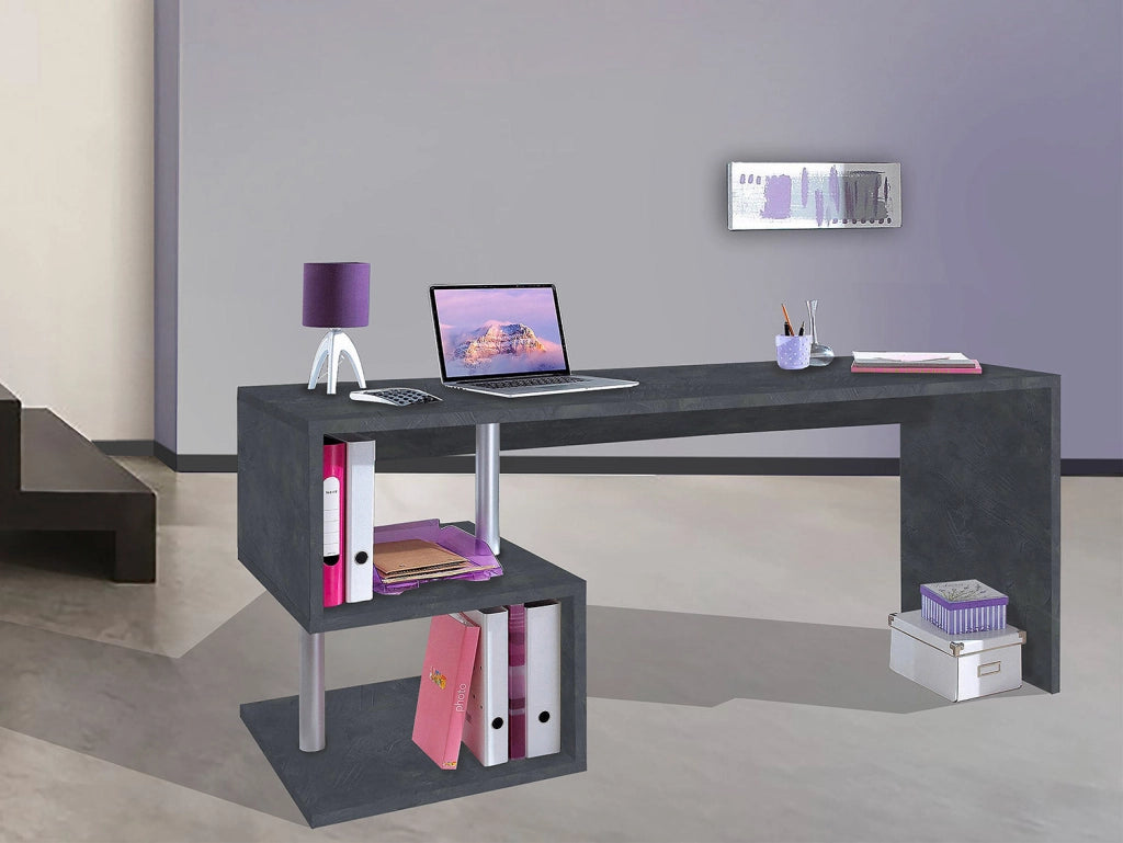 Scrivania con 2 Ripiani 180x60x77,5 cm Esse Ardesia