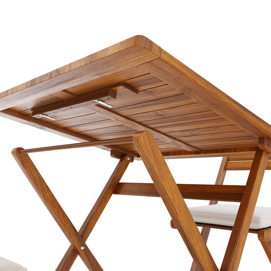 Set Tavolino E 2 Sedie Bistrot In Legno Acacia Portatile Pieghevole Facile Da Chiudere Comodo Trasporto Tavolo Quadrato Esterno Giardino Terrazza Campeggio Picnic Semplice Elegante 74 x 70 x 70 Cm