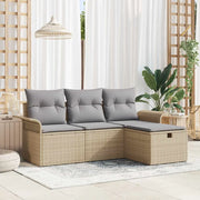 Set Divano da Giardino con cuscino 4 pcs Beige Poly Rattan 3360181