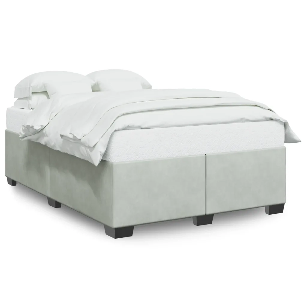 Letto matrimoniale | Letto per adulti | Giroletto senza Materasso Grigio Chiaro 140x190 cm Velluto