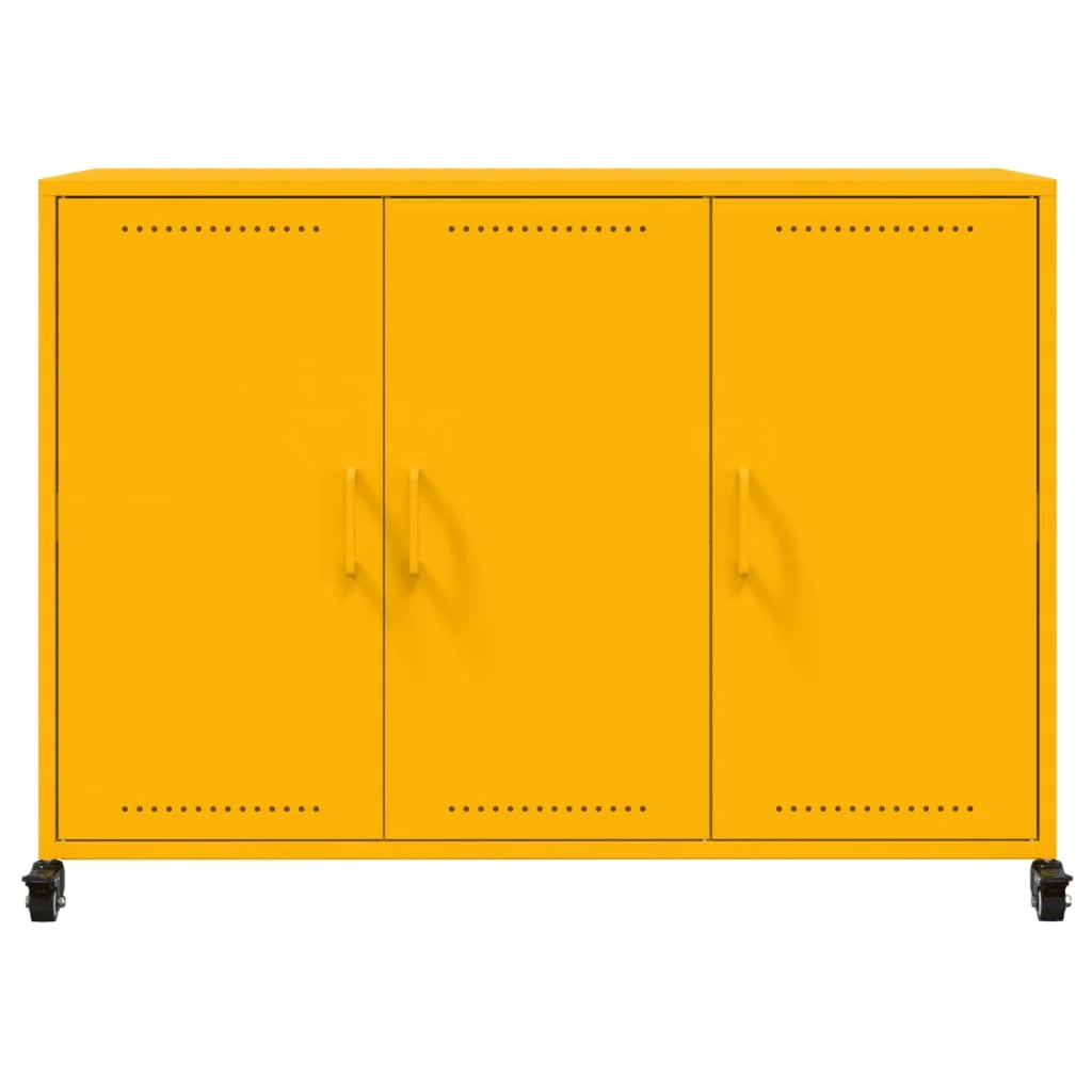 Buffet credenza cassettiera armadio mobile contenitore organizer per cucina soggiorno salotto giallo senape 100,5 x 39 x 72 cm acciaio Giallo 02_0035683