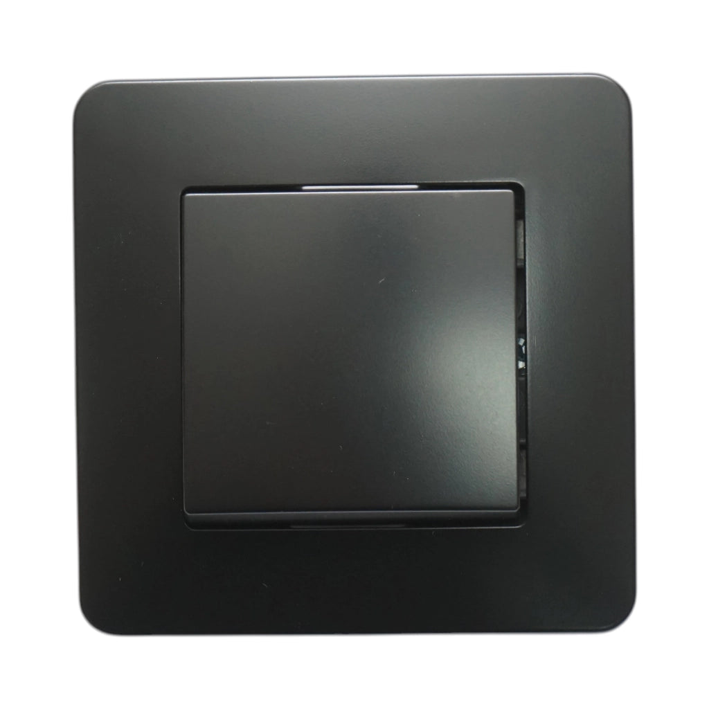 Interruttore semplice da incasso nero 220V, 10AX, PC 80x80mm