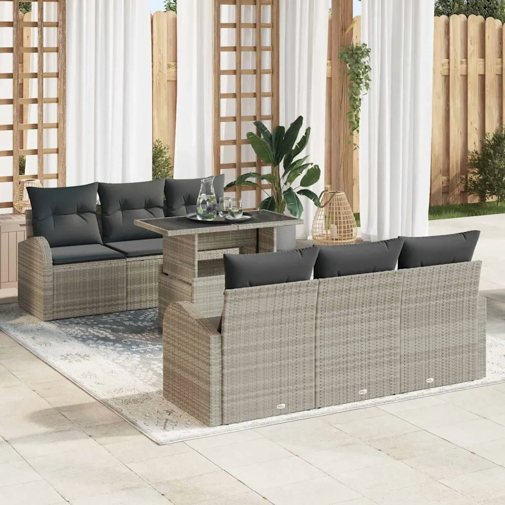 Set Divano da Giardino con cuscino 7 pcs Grigio chiaro 3357305