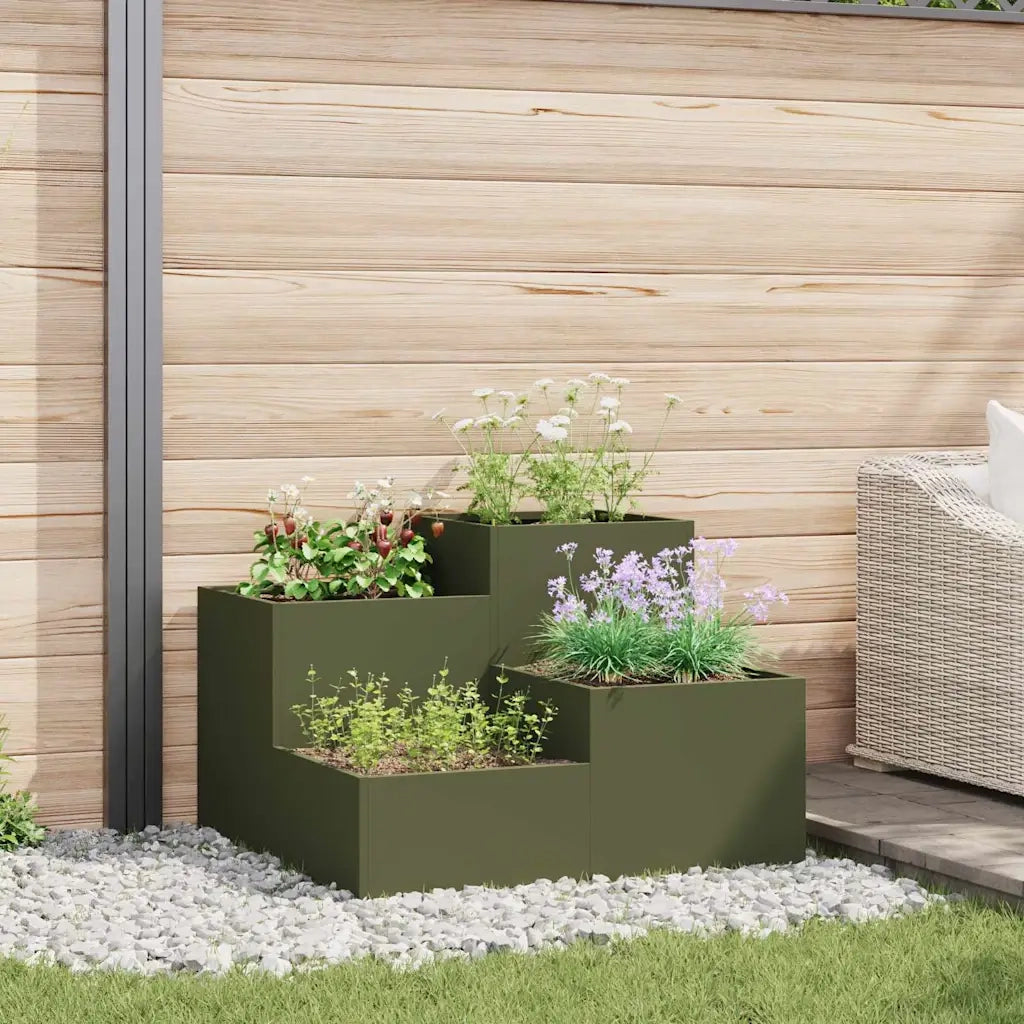 Vaso da giardino-Fioriera Esterno-Contenitore per Piante Oliver verde 80 x 80 x 60 cm Acciaio