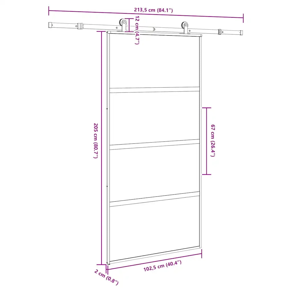 Porta Scorrevole con Ferramenta Vetro Temperato Alluminio 3333000