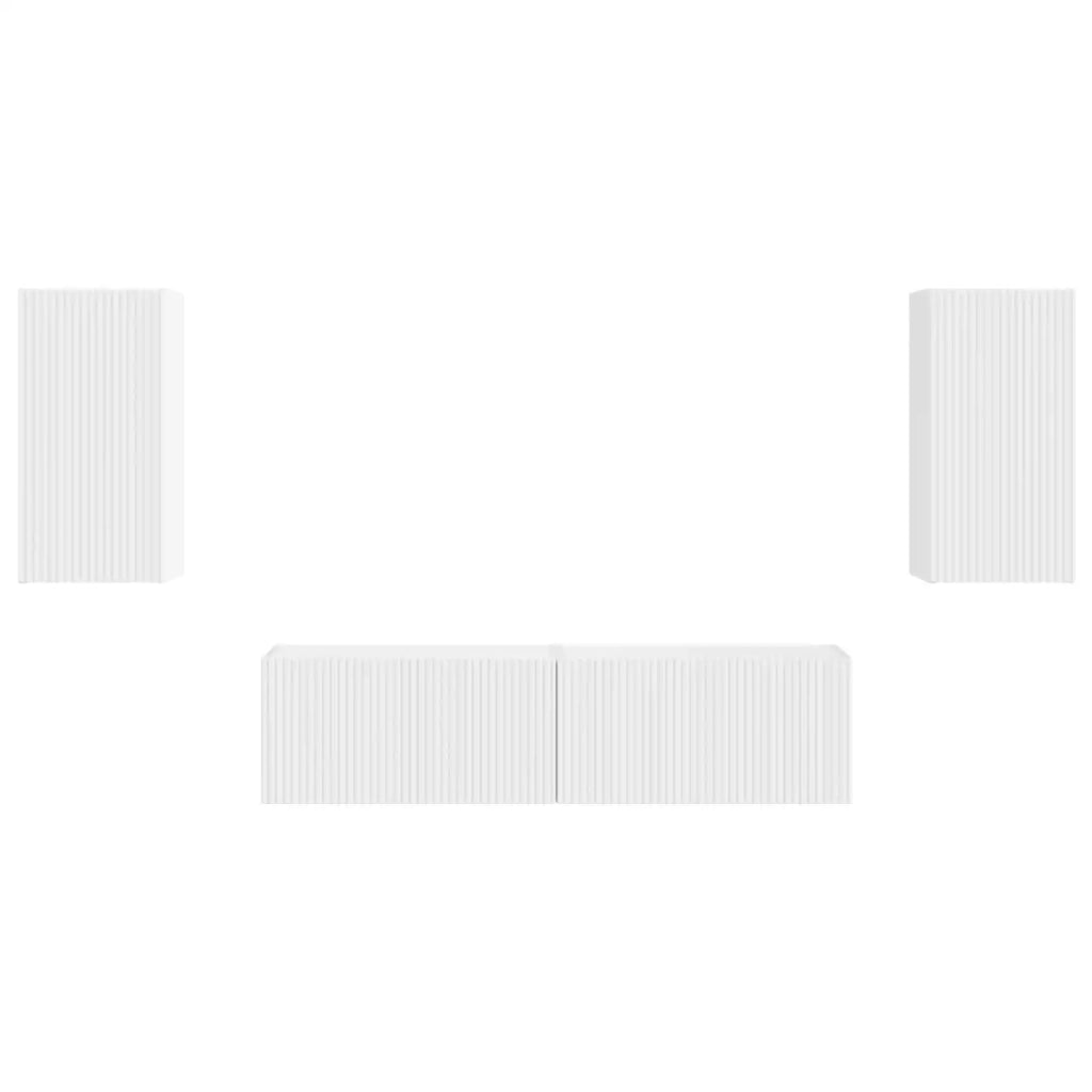 Set mobile TV 4 pcs Bianco Legno multistrato
