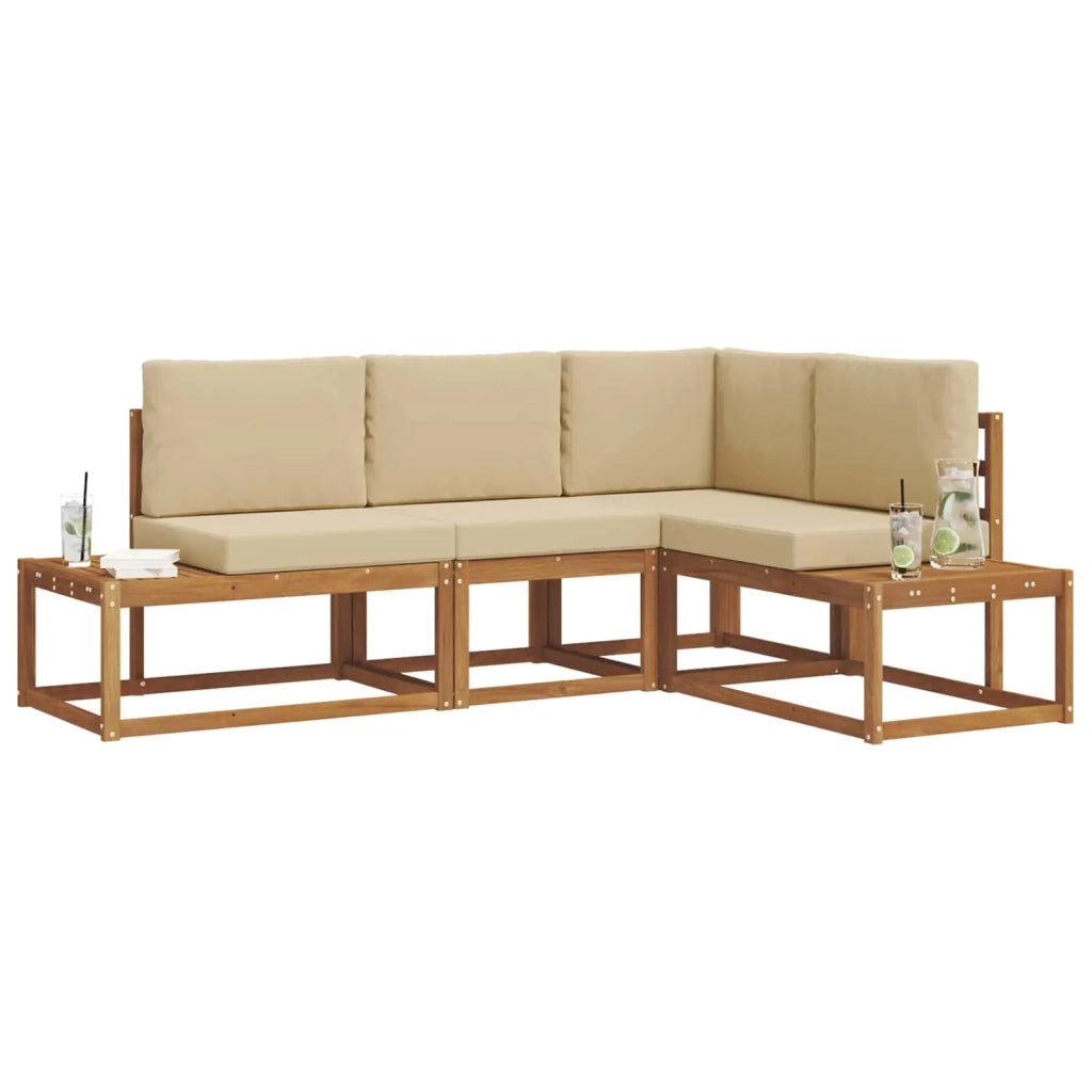 Set di divani da esterno con cuscino 4 Pezzo Naturale e Beige 3366951