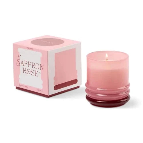 Candela impilabile in vetro da 198 g (7 oz) rosa e rossa - Saffron Rose