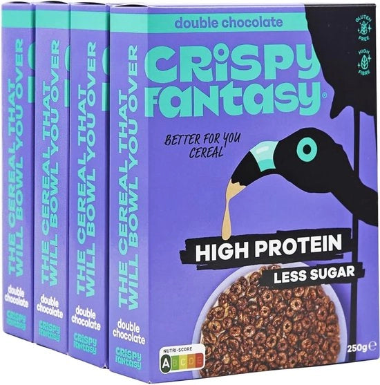 Colazione senza glutine a base di proteine di grano, cioccolato, senza latticini, con pochi zuccheri, ricca di fibre - 8g di proteine per porzione