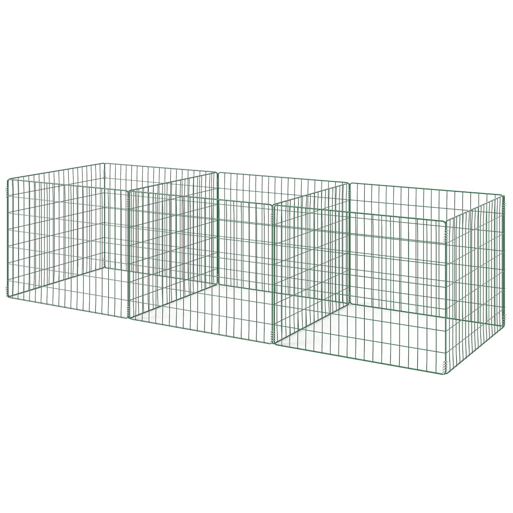 Compostiera Giardino 3 Pezzi ¨C Zephmum ¨C Verde Acciaio 270x90x70cm