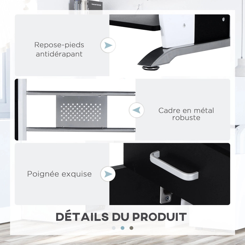 Scrivania computer design in MDF nero e bianco ¨C Minimal ¨C 100x52x75 cm