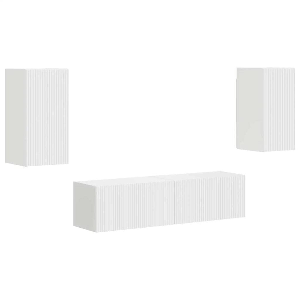 Set mobile TV 4 pcs Bianco Legno multistrato