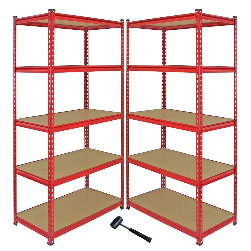 Set Scaffali Metallici ad Angolo 3 Pezzi 90x45x183 cm 5 Ripiani Rosso