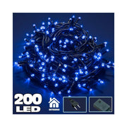 Trade Shop - Catena Luminosa 200 Luci Led Lucciole Blu Con Controller 8 Funzioni -
