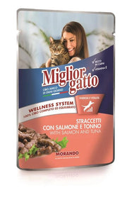 MIGLIOR GATTO STRACCETTI CON SALMONE E TONNO 100 GR