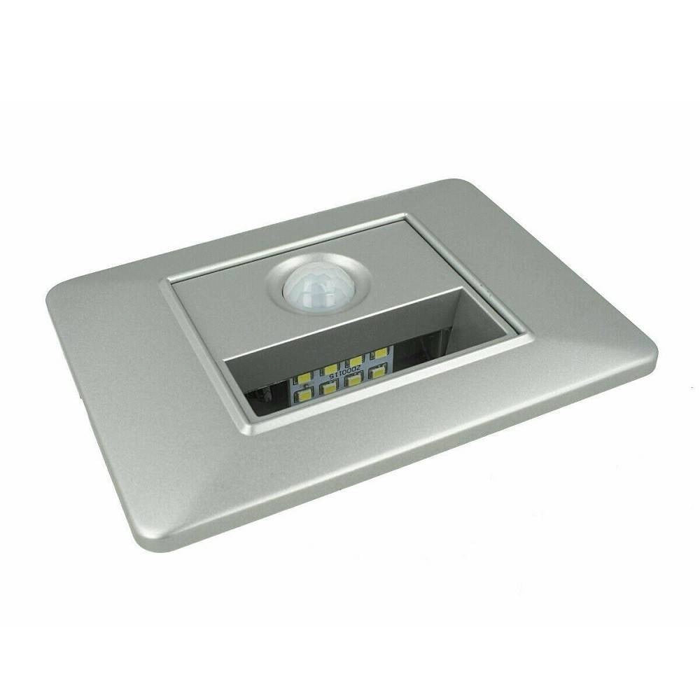 Trade Shop - Faretto Segnapasso A Led Per Scatola 503 Con Sensore Movimento Luce Fredda 6500k - Argento