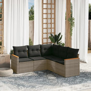 Set Divano da Giardino 5 pz con Cuscini-Sofa da Giardino-Divanetto da esterno Grigio in Polyrattan 992813