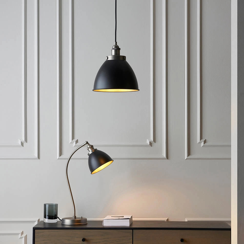 Lampada a sospensione industriale nera Ø24 E27 Franklin