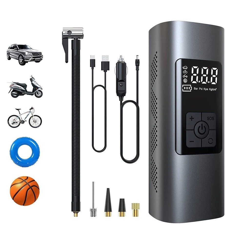 Trade Shop - Mini Compressore Ad Aria Portatile Gonfiatore Ricaricabile Display Led Auto -