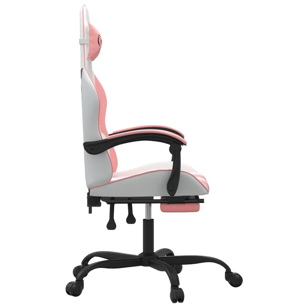 Sedia da Gaming con Poggiapiedi Bianco e Rosa in Similpelle 3143911